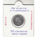 VITTORIO EMANUELE II 50 Centesimi Re Eletto 1860 FIRENZE MB